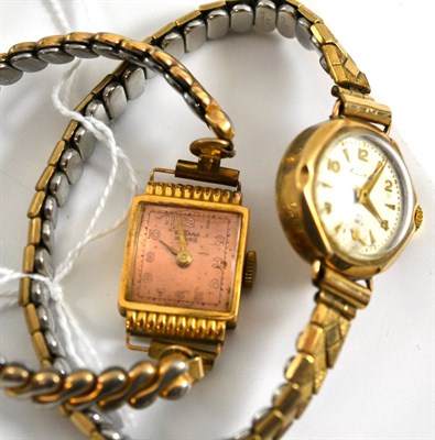 Lot 244 - A lady's wristwatch marked 'Sultana', case stamped '0.750' and another lady's wristwatch (2)