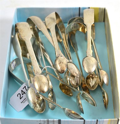 Lot 247 - Ten pairs of silver Fiddle pattern sugar tongs