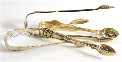 Lot 249 - A pair of Fiddle, Thread and Shell pattern silver sugar tongs, William Theobalds & Lockington Bunn