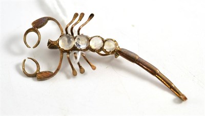 Lot 257 - A moonstone set scorpion brooch