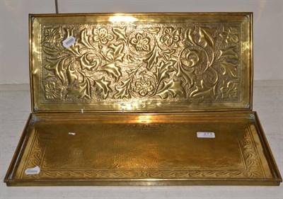 Lot 273 - Two Keswick School of Industrial Arts rectangular brass trays, each with stamped KSIA mark