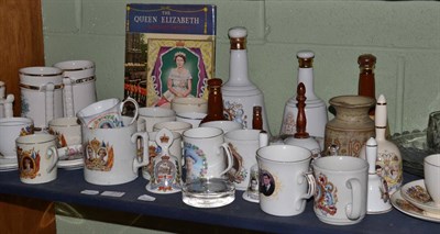 Lot 277 - Assorted commemorative/souvenir wares including Bells whisky decanters etc