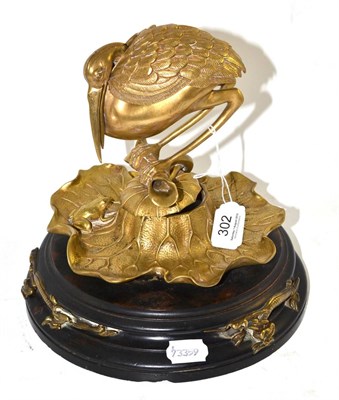 Lot 302 - A Japanese gilt bronzed inkwell desk compendium