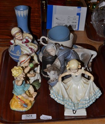 Lot 324 - Royal Worcester figures 'Snowy' 3457, 'Sunday's Child' 3256, 'December' 3458 and 'Masquerade' 3360