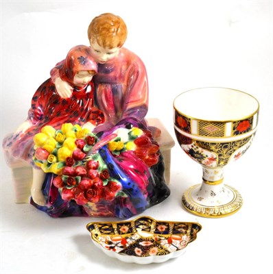 Lot 325 - Royal Doulton figure group 'Flower Seller's Children' and two pieces of Royal Crown Derby (3)