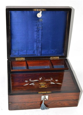 Lot 328 - Rosewood writing slope with mother-of-pearl inlay