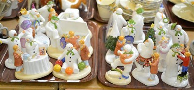 Lot 336 - Quantity of assorted Coalport character Snowman figural groups (on two trays)