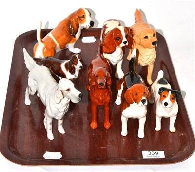 Lot 339 - Beswick dogs including: English Setter 'CH Balydone Baronet', Irish Setter 'CH Sugar of...