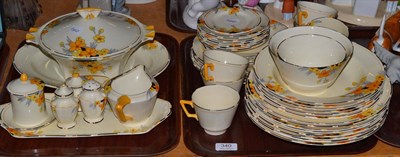 Lot 340 - A Crown Ducal Sun Burst pattern tea and part dinner service