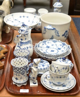 Lot 347 - A quantity of Royal Copenhagen blue and white lace pattern table wares