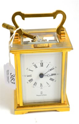 Lot 383 - Brass carriage clock, retailed by Mappin & Webb