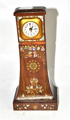 Lot 389 - Continental mother-of-pearl inlaid Art Nouveau style small timepiece