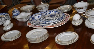 Lot 400 - Victorian Mintons blue and white pottery dinner wares, Bavarian part dinner service and large...