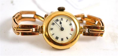 Lot 411 - A 15ct gold lady's wristwatch