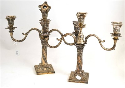 Lot 419 - Pair of silver candelabra (loaded bases)