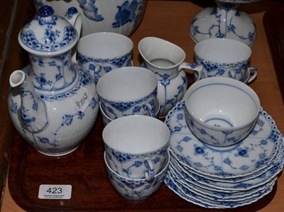 Lot 423 - A Royal Copenhagen blue and white lace tea service