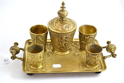 Lot 425 - A Chinese tray and drinking set