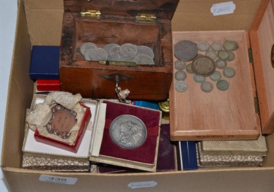 Lot 439 - Various gardening and horticultural medals, a few English silver and cupro-nickel coins etc