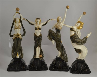 Lot 444 - A series of four Royal Doulton figures, 'Ecstasy', 'Optimism', 'Wisdom' and 'Destiny', an Art...