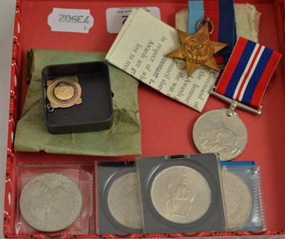 Lot 452 - Three World War II medals awarded to Sgt K Towers, 9ct gold medallion award 1920-1 Whist Tournament