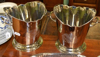 Lot 465 - Pair of plated coolers with etched sides