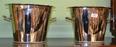 Lot 467 - Pair of silver plated oval wine coolers