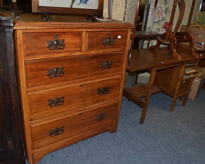 Lot 1029 - Edwardian four height chest of drawers and a small oak desk