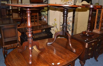 Lot 1035 - Two 19th century tripod occasional tables and a mahogany occasional table