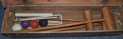 Lot 1041 - Croquet set in a hinged pine box