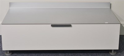 Lot 1050 - A Ligne Roset three section home entertainment storage system, gloss white lacquer finish, all...