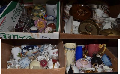 Lot 1087 - A quantity of ceramics, glass and ornamental items including part dinner and tea wares, two...