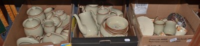 Lot 1105 - Denby 'Daybreak' pottery dinner and tea wares, tea service, decorative china etc (three boxes)