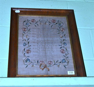 Lot 1132 - A 19th century embroidery worked by Ann Yates with verse titled 'On The Seasons', within a coloured