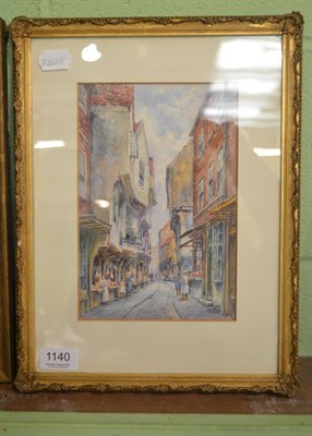 Lot 1140 - George Fall, watercolour, The Shambles, York