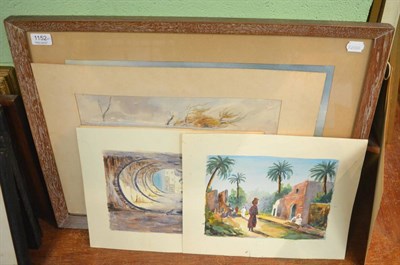 Lot 1152 - Collection of topographical watercolours and prints, one framed