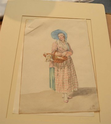 Lot 1154 - Jacob Perkins (1756-1804) A young woman from Gorinchem, watercolour, unframed  Provenance: The...