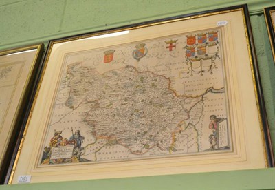 Lot 1161 - A framed hand coloured map of the West Riding of Yorkshire