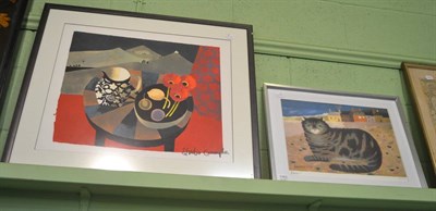 Lot 1163 - After Mary Fedden RA (1915-2012), a cat seated on a beach, signed and numbered 235/500,...