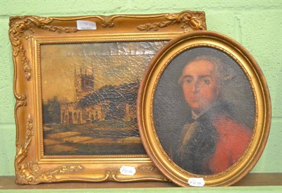 Lot 1170 - Gilt framed oil on canvas oval portrait of a gentleman and an oil on canvas ";Old Parish Church, St