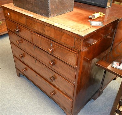 Lot 1229 - A 19th century mahogany inlaid four height chest of drawers