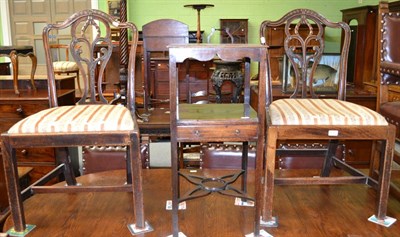 Lot 1241 - Pair of Georgian mahogany dining chairs with carved splats and Georgian mahogany washstand