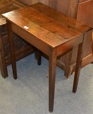 Lot 1248 - An 18th century oak work table with hinged lid