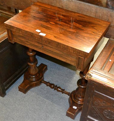 Lot 1250 - A Victorian rosewood fold-over swivel-top tea table and a 1920's oak occasional table