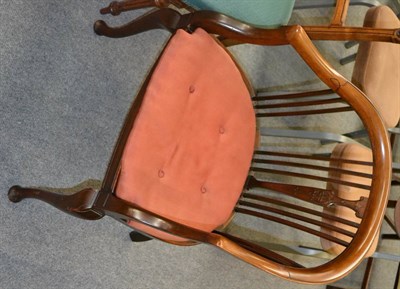 Lot 1267 - Edwardian mahogany armchair and a bevel glass mirror