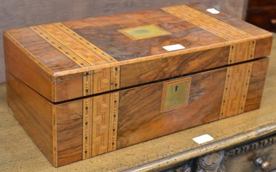 Lot 1283 - Victorian parquetry banded walnut writing box