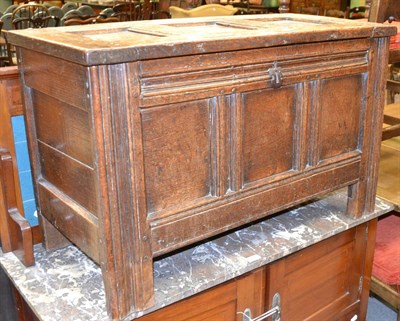 Lot 1289 - A small 19th century panelled oak blanket chest