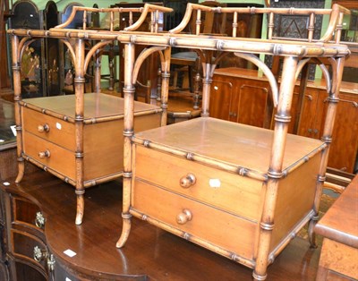 Lot 1295 - A pair of bamboo style bedside tables