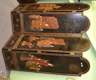 Lot 1319 - Japanese lacquered four fold screen