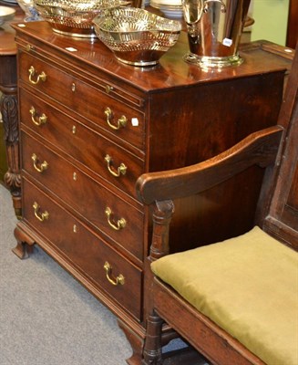 Lot 1330 - George III mahogany dressing chest with brushing slide of ogee bracket feet