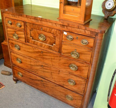 Lot 1337 - Regency mahogany straight front chest with hat drawer and bobbing turned quadrant style